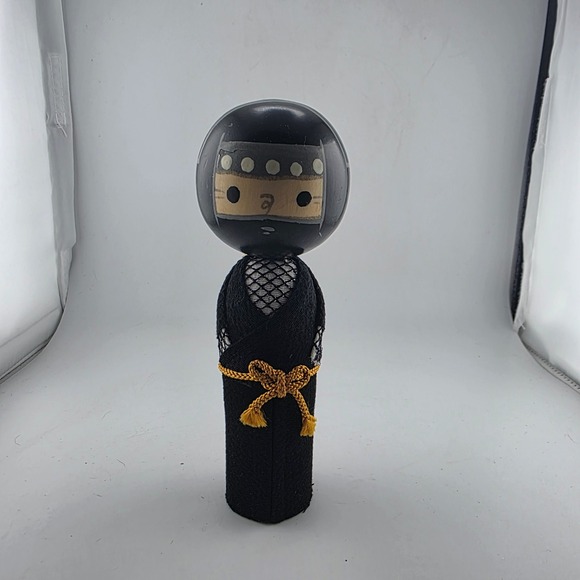 Vintage Japanese Wooden Kokeshi Doll Ninja Samurai Figurine Collectible Decor - Picture 1 of 9